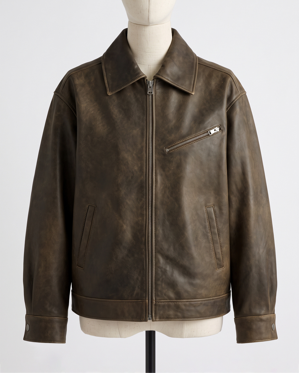 100% Leather Oversized Bomber Jacket